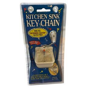 1995 Kitchen Sink Key Chain “Real Running Water Sounds” Novelty Gag New In Box